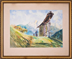 Bruno Vavpotič - Grandmother, Child, Hayrack and Mountains
