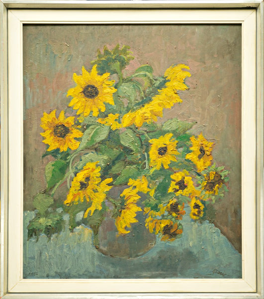 France Godec - Vase of sunflowers