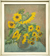 France Godec - Vase of sunflowers