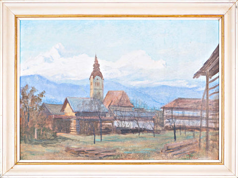 France Godec - Church, Hayracks and Mountains