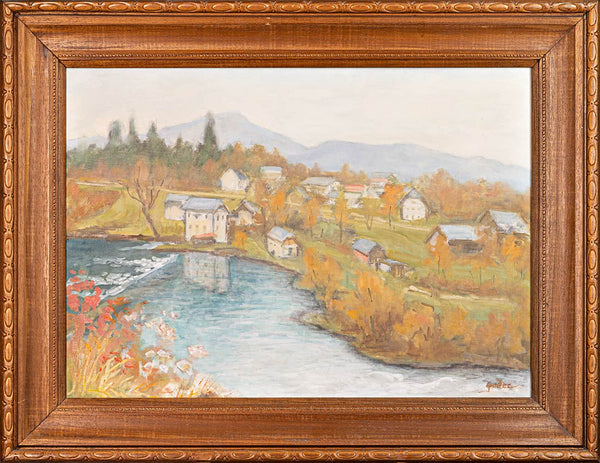 France Godec - Mill and Houses by the Stream