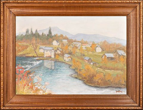 France Godec - Mill and Houses by the Stream