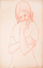 Ivan Kos - Girl Thinking in 1935 (Red Charcoal)