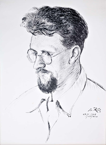 Ivan Kos - Portrait of Man with Glasses and Beard from 1943