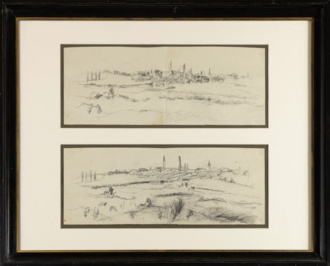 Rihard Jakopič - View of Oroslavje (idyllic panorama) - 2 drawings