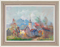 Josip Potočnik - Slovene Village with Mountains