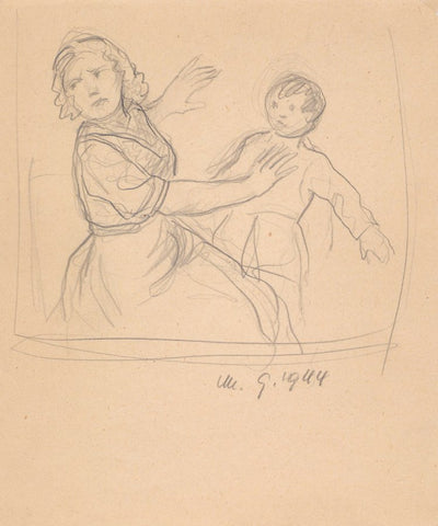 Maksim Gaspari - Sketch of mother dressing boy