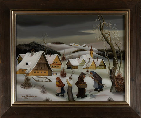 Mausar Peternelj Jože - Snow-covered village - naive