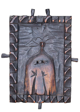 Tone Lapajne - Wooden painting with 5 wooden nails