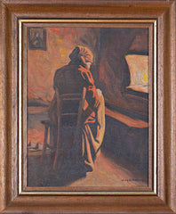 Valentin Hodnik - Grandmother by the Fireplace