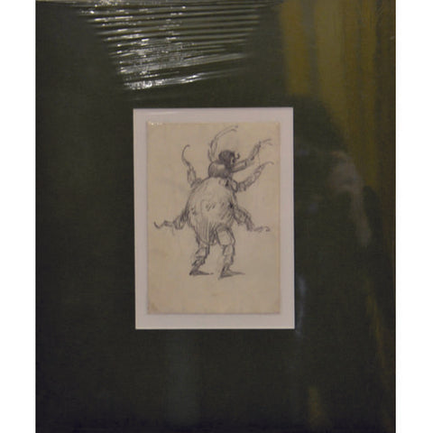 Ivan Vavpotič - Double-sided drawing: Beetle and palm (envelope at the back)