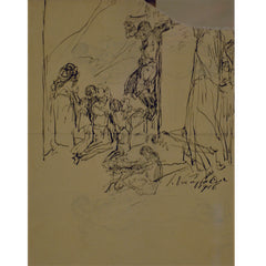 Ivan Vavpotič - Double-sided drawing: Christ on the Cross